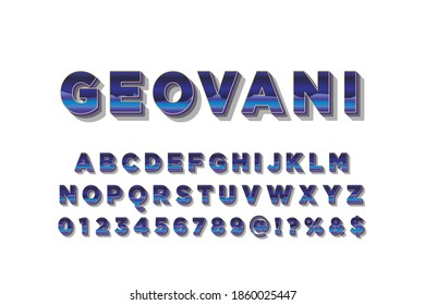 alphabet font, typography vector,  letters and numbers white and blue style