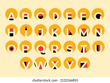 Alphabet font vector in yellow circle