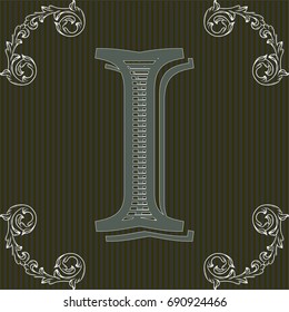 alphabet font vintage typeface and monogram  floral lettering label design named i