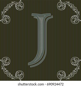 alphabet font vintage typeface and monogram  floral lettering label design named j
