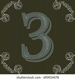 alphabet font vintage typeface and monogram  floral lettering label design named 3