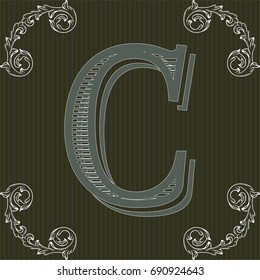 alphabet font vintage typeface and monogram  floral lettering label design named c