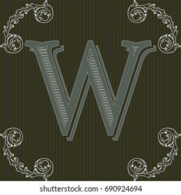 alphabet font vintage typeface and monogram  floral lettering label design named w