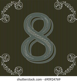alphabet font vintage typeface and monogram  floral lettering label design named 8