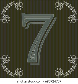 alphabet font vintage typeface and monogram  floral lettering label design named 7