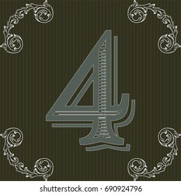 alphabet font vintage typeface and monogram  floral lettering label design named 4