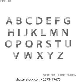 Alphabet font.Grey color.Vector Illustration.White isolated background.