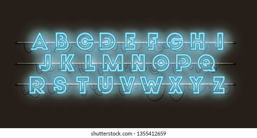 alphabet fonts neon lights