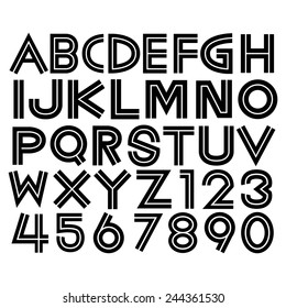 Alphabet fonts and numbers Vector EPS10