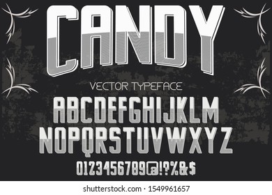alphabet fonts. technology typography typeface  font and number uppercase. vector illustration candy