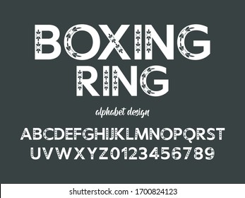 Alphabet font.Typeface.Script.Handcrafted handwritten vector label design old style.vintage Hand Drawn.Retro Typography.Vector Illustration.name boxing ring