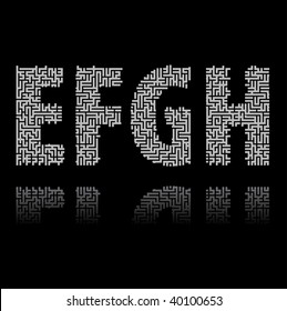 The alphabet in the form of labyrinth. Vector illustration.