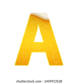 The alphabet in the form of lemonade or beer. Letter A. Vector illustration on white background