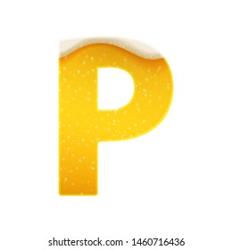 The alphabet in the form of lemonade or beer. Letter P. Vector illustration on white background