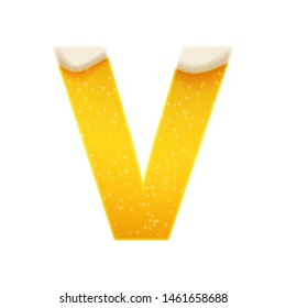 The alphabet in the form of lemonade or beer. Letter V. Vector illustration on white background