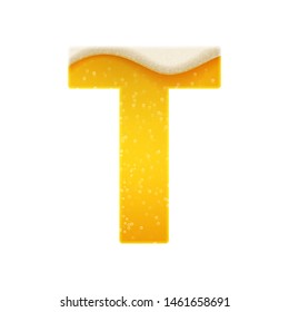 The alphabet in the form of lemonade or beer. Letter T. Vector illustration on white background