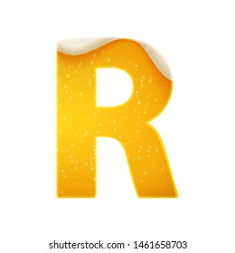 The alphabet in the form of lemonade or beer. Letter R. Vector illustration on white background