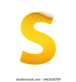 The alphabet in the form of lemonade or beer. Letter S. Vector illustration on white background