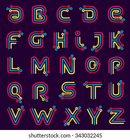 Alphabet formed by electric line. Font style, vector design template elements for your application or corporate identity.