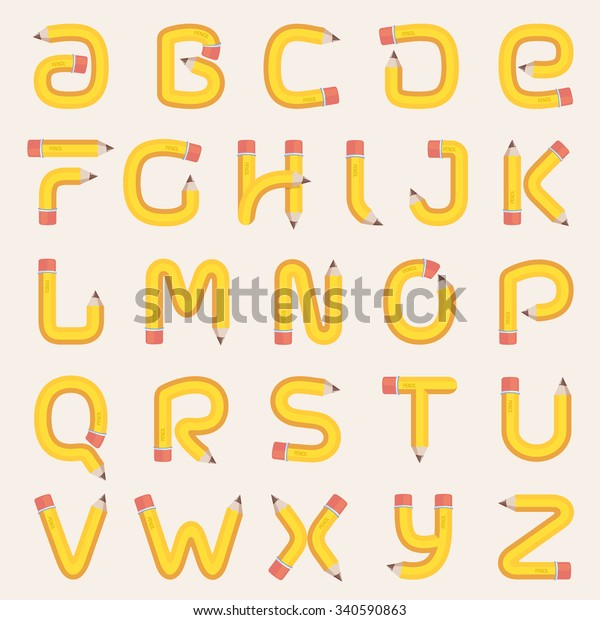 Alphabet Formed By Pencil Vector Design Stock Vector (royalty Free 