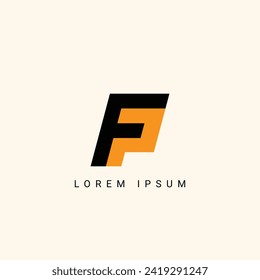 Plantilla de logotipo de vectores de monograma de ilustraciones de FP o PF