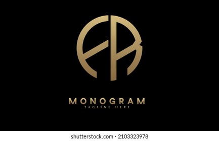 Alfabeto FR o RF ilustración monograma logotipo vectorial plantilla en forma redonda