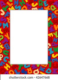 Alphabet Frame, Copy space for education, kindergarten, nursery school, back to school announcements, posters, fliers, stationery, scrapbooks, albums. Red Background. EPS8 compatible.