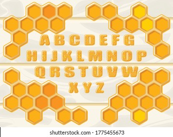 alphabet and frame of honeycombs 