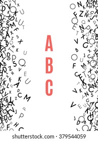 Alphabet Frame isolated on white background. Copy space for education, literacy, back to school announcements, posters,  stationery, scrapbooks, albums. Mix of letters. Latin ABC. Literacy. Vector 