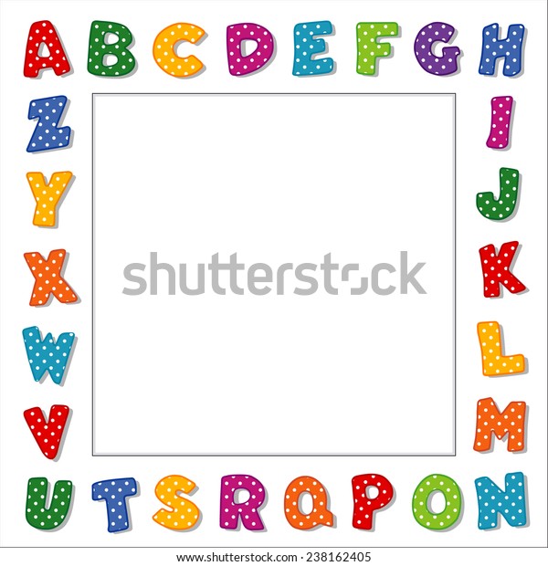 Cadre Alphabetique Pots Polka Lettres Multicolores Image Vectorielle De Stock Libre De Droits