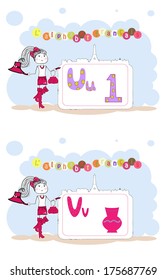 alphabet francais. French alphabet, vector U, V