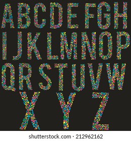 alphabet, full set, alphabet dots, vector alphabet set, multicolor letter, print