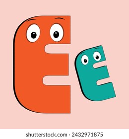 Alphabet fullcolor with eyes cartoon character.  Cute abc design for book cover, poster, card, print on baby's clothes, pillow etc. Colorful letters composition.