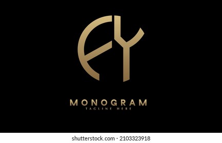Alphabet FY or YF illustration monogram vector logo template in round shape
