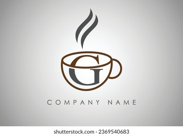  Alphabet G Coffee cup , Coffee badge , Coffee cup logo design.
