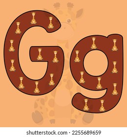 Alphabet G, giraffe vector illustration