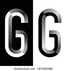 Alphabet G. Gradients. Abstract shapes. Vector illustration