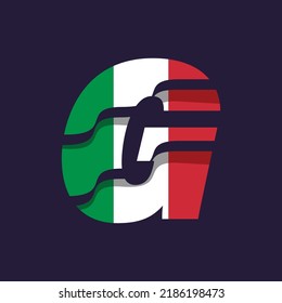 Alphabet G logo design vector template illustration with flag of Italy
