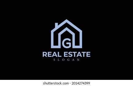 Alphabet G Real Estate Monogram Vector Logo Design, Letter G House Icon Template