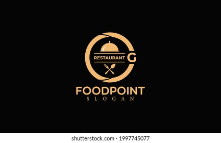 Alphabet G Restaurant Monogram Vector Logo Template, Letter G Food Logo with Spoon and Fork Icon