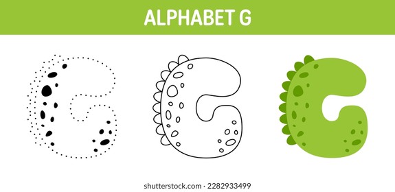 Alphabet G tracing and coloring worksheet for kids