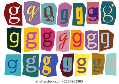 Alphabet g- vector cut newspaper and magazine letters, paper style ransom note letter
