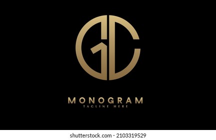 Alphabet GC or CG illustration monogram vector logo template in round shape