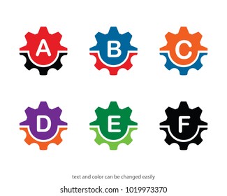 Alphabet and Gear Logo Template Design Vector, Emblem, Design Concept, Creative Symbol, Icon