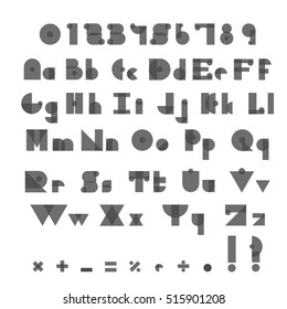 Alphabet geometric funny font.