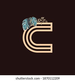 Alphabet Geometric, Letter C, Initial C. Illustration.