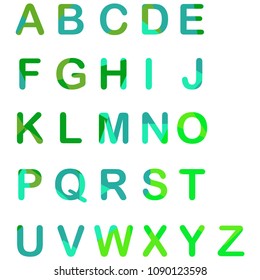 Alphabet. Geometric letters. Colored letters. Creative alphabet. Polygonal style.