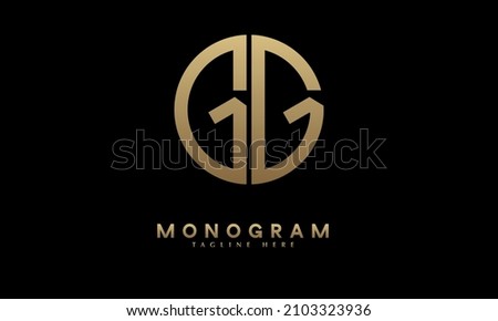 Alphabet GG or GG illustration monogram vector logo template in round shape