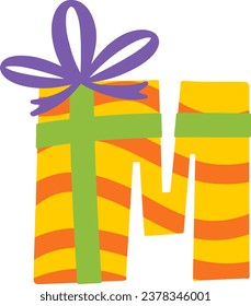an alphabet with a gift box theme