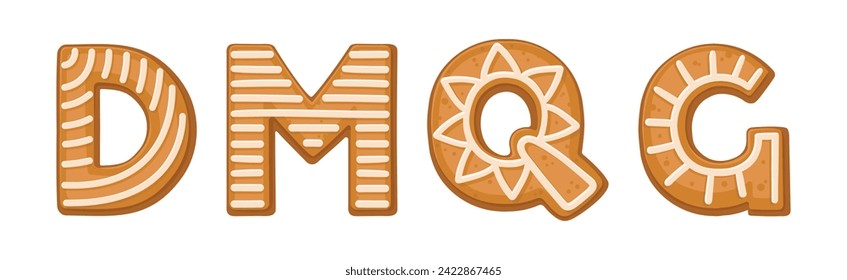 Alphabet Gingerbread Cookie Letter Character and Symbol Vector Set